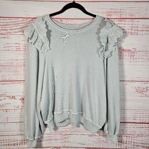 The Great. Ruffle Eyelet Sweatshirt